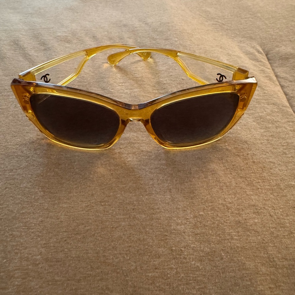 Chic Chanel Yellow Sunglasses - Designer Logo